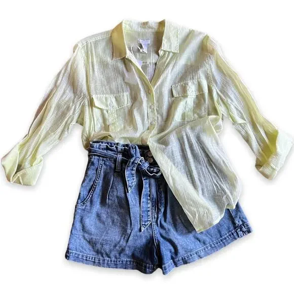 NWT- Chico’s Sheer Delight Emaline L/S Top In Soft Lime- Size 3 (XL) - Picture 6 of 14